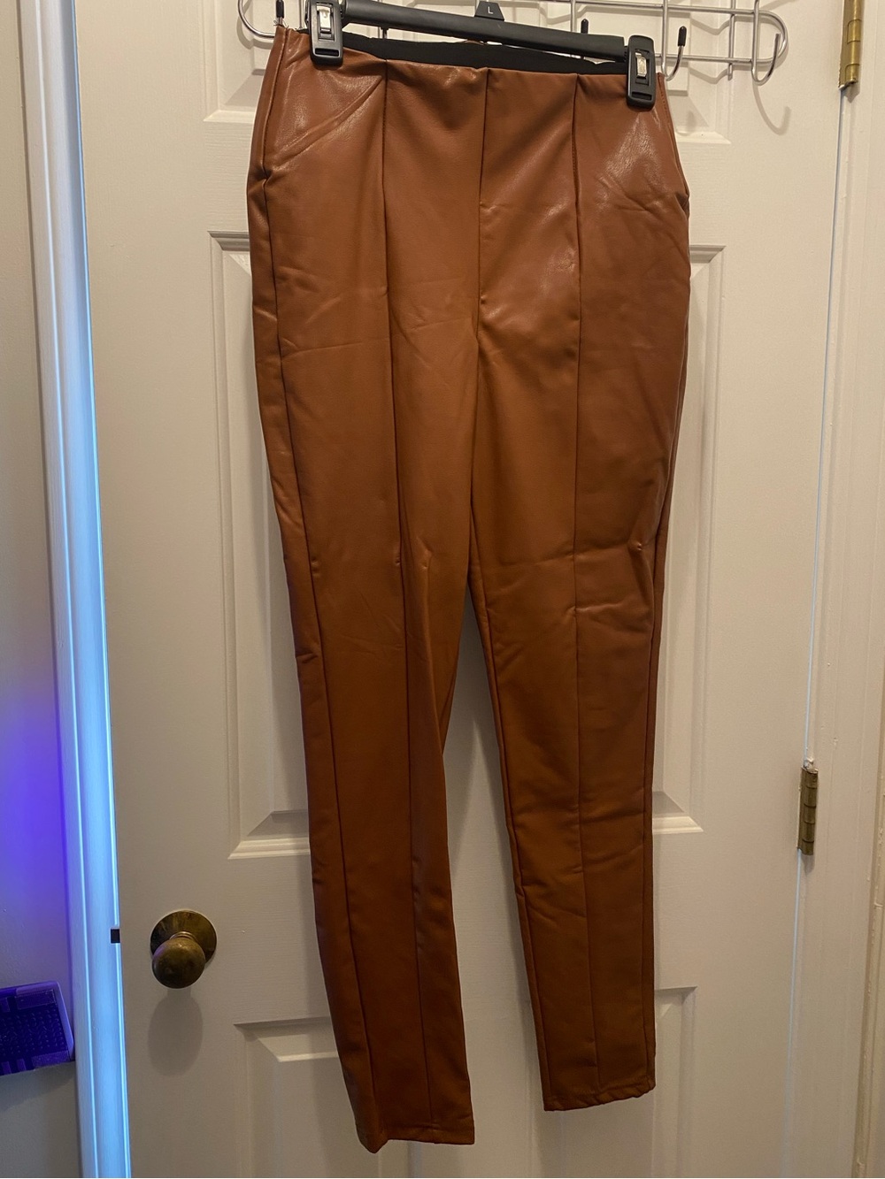 Women’s Fashion Nova Faux Leather Pants - Brown/cognac
